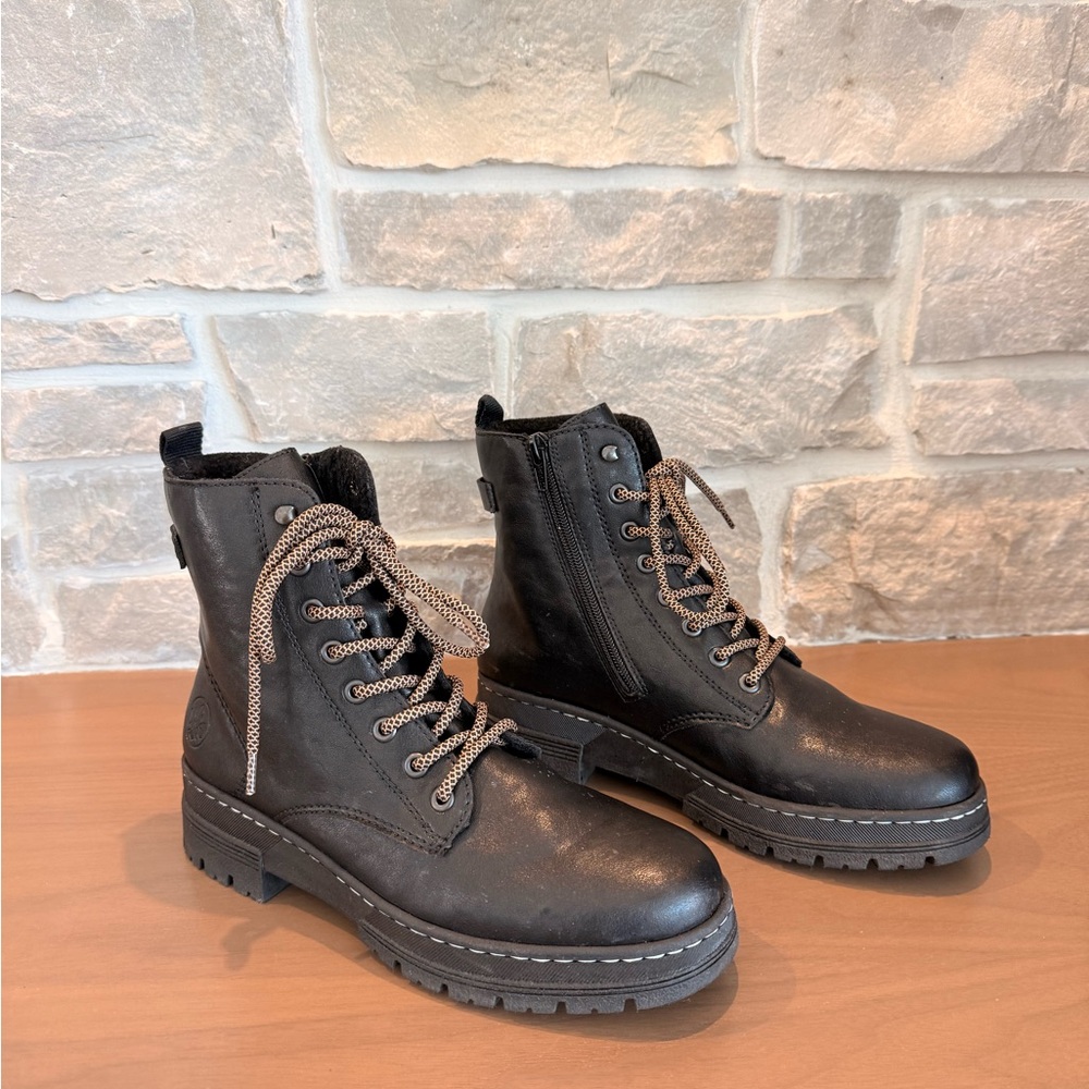Reiker Black Lace-Up Combat Boots